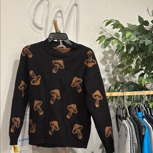 Black and Brown Mushroom Pattern Sweater